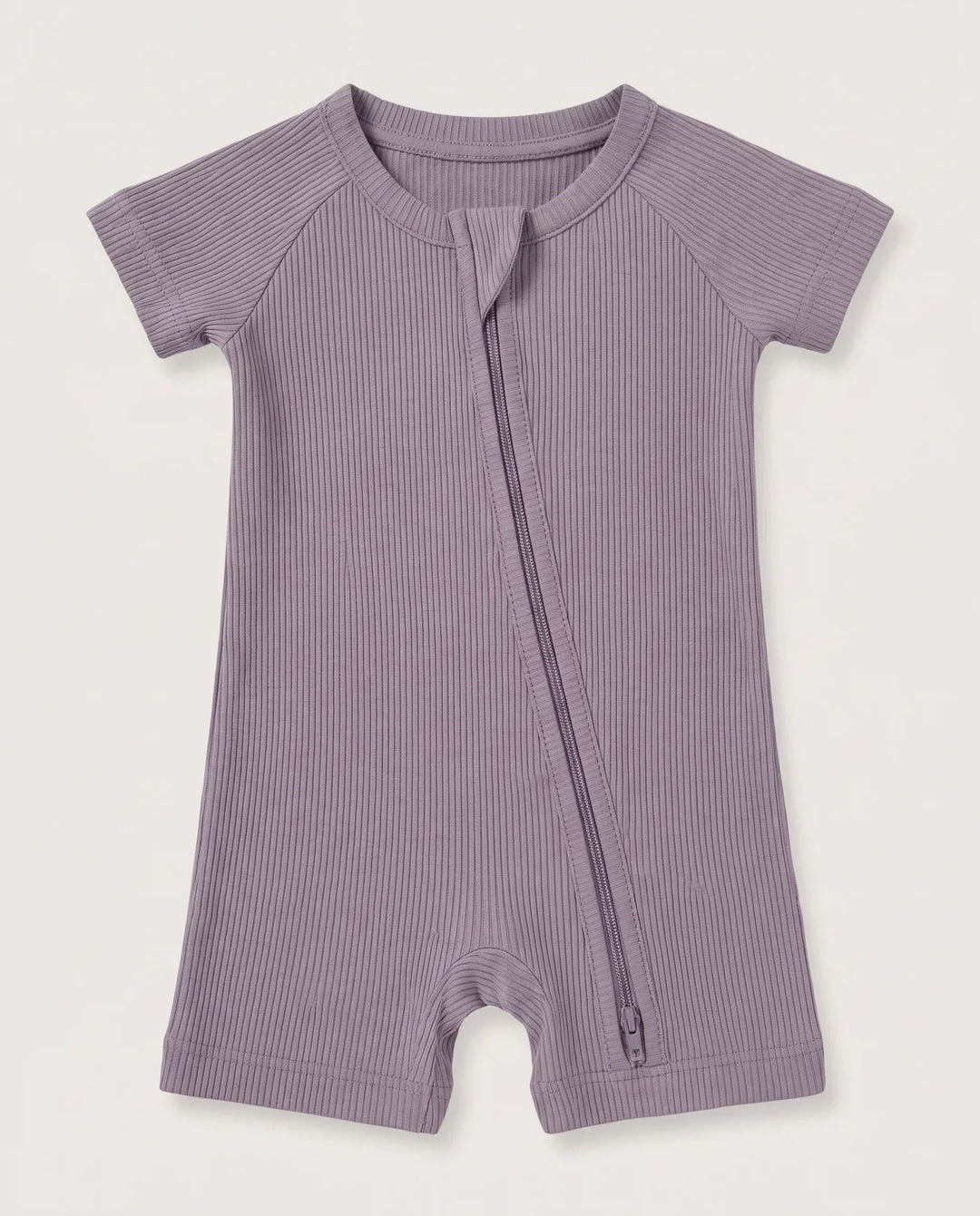Dusty Purple Ribbed Bamboo Shorty Zippy