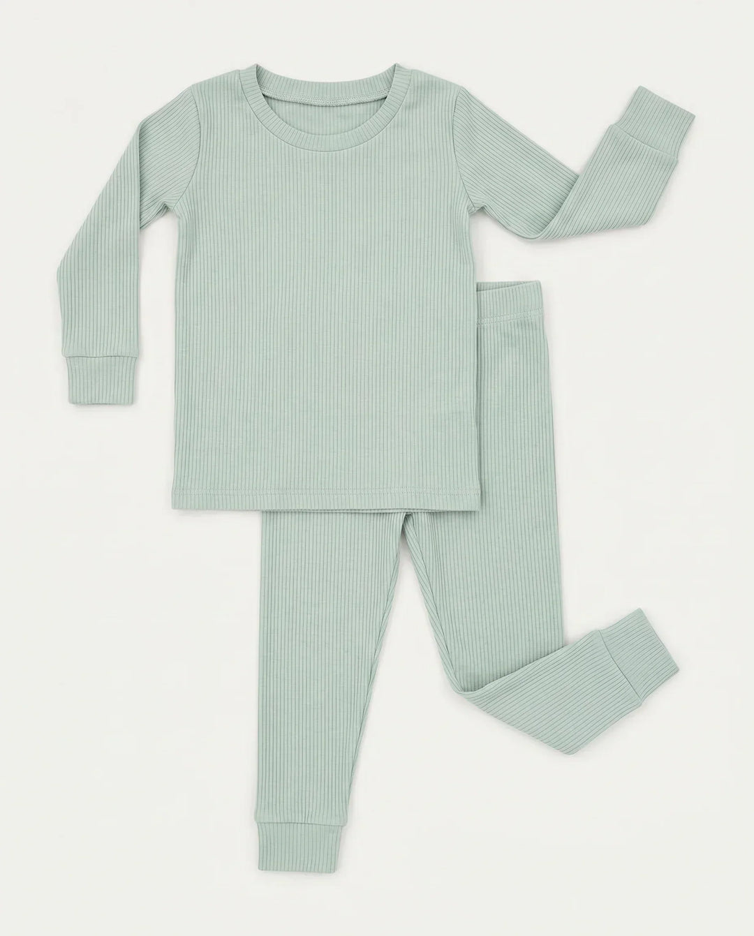 Sage Ribbed Bamboo Two Piece Long Sleeve Pajama Set