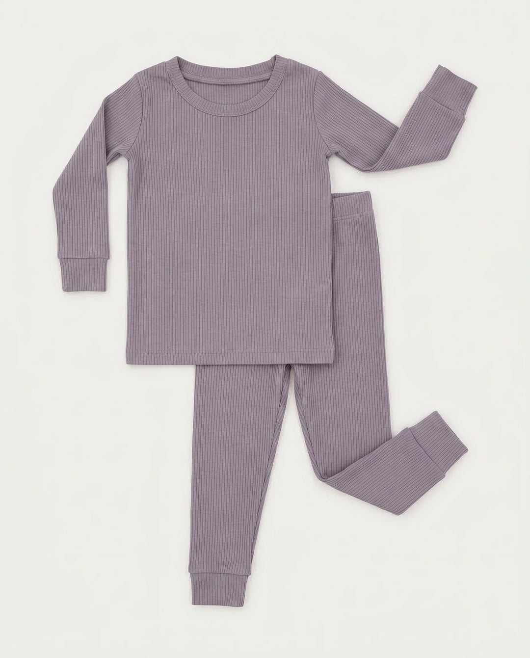 Dusty Purple Ribbed Bamboo Two Piece Long Sleeve Pajama Set