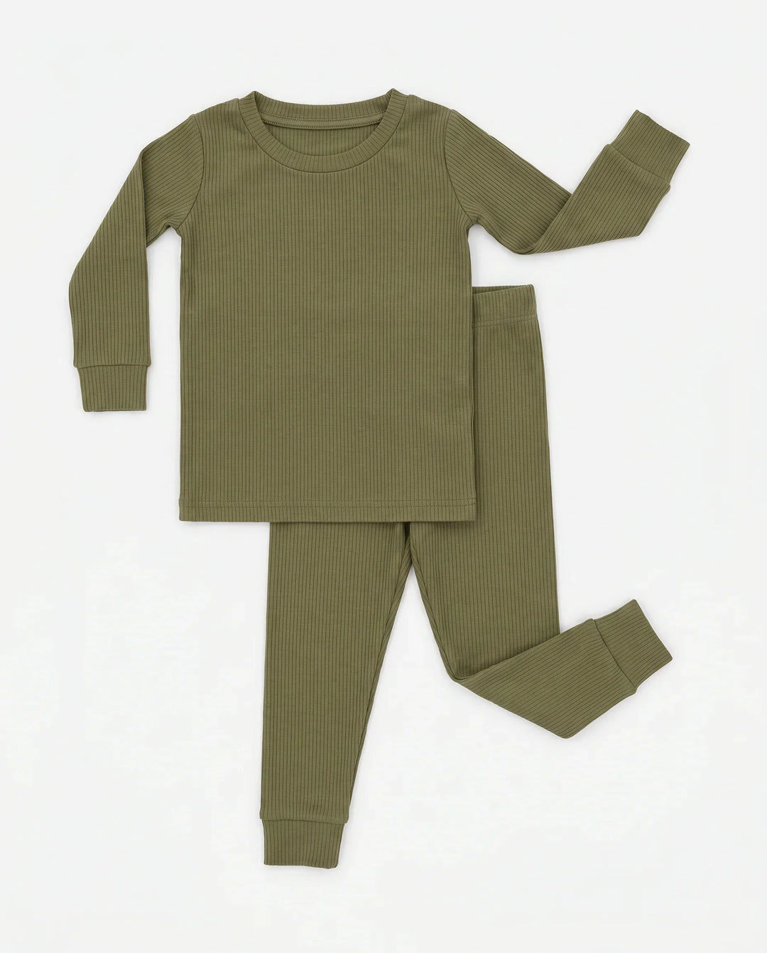 Moss Ribbed Bamboo Two Piece Long Sleeve Pajama Set