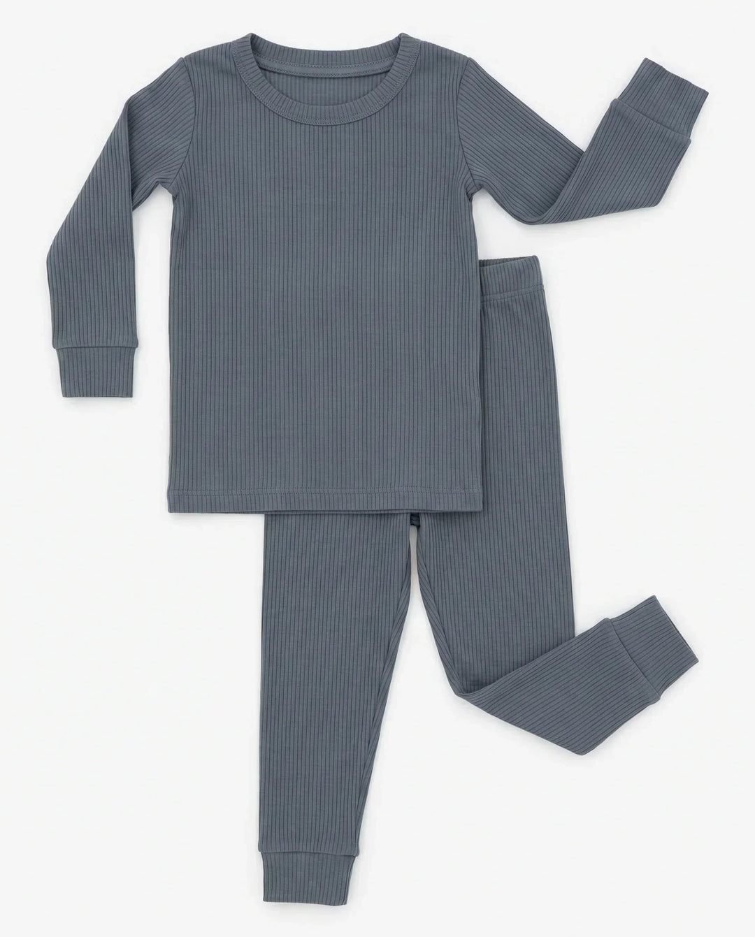 Slate Ribbed Bamboo Two Piece Long Sleeve Pajama Set