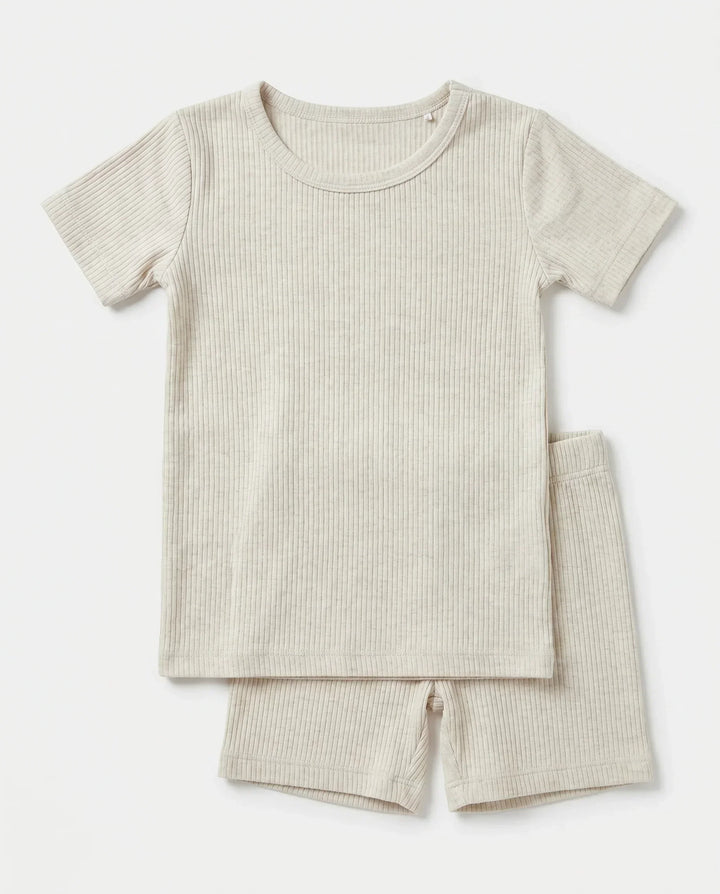 Ribbed Bamboo Two Piece Short Sleeve Short Pajama Set