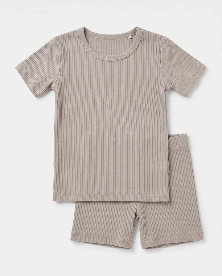 Ribbed Bamboo Two Piece Short Sleeve Short Pajama Set