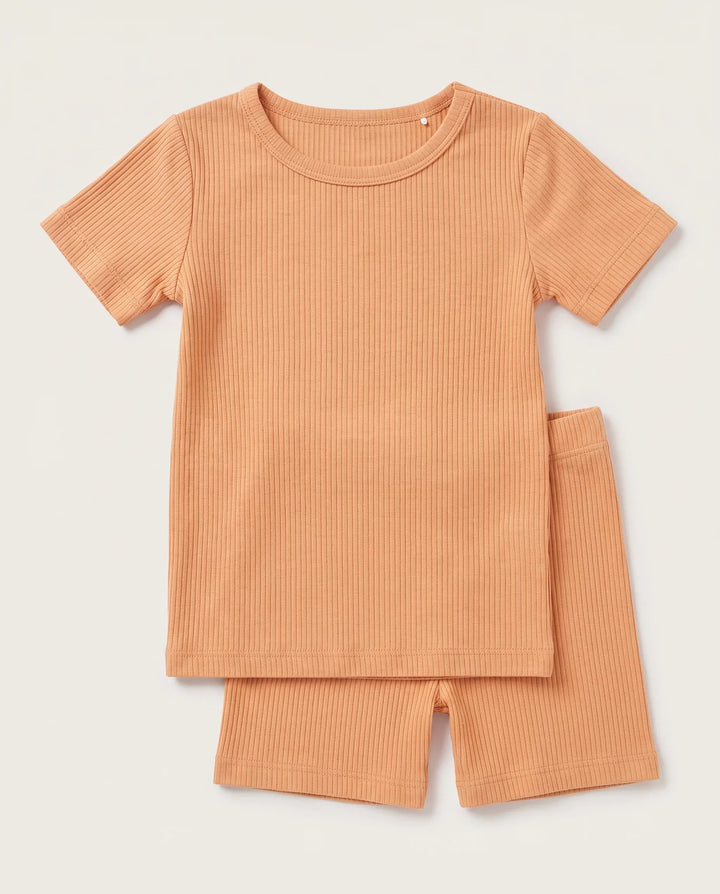 Ribbed Bamboo Two Piece Short Sleeve Short Pajama Set