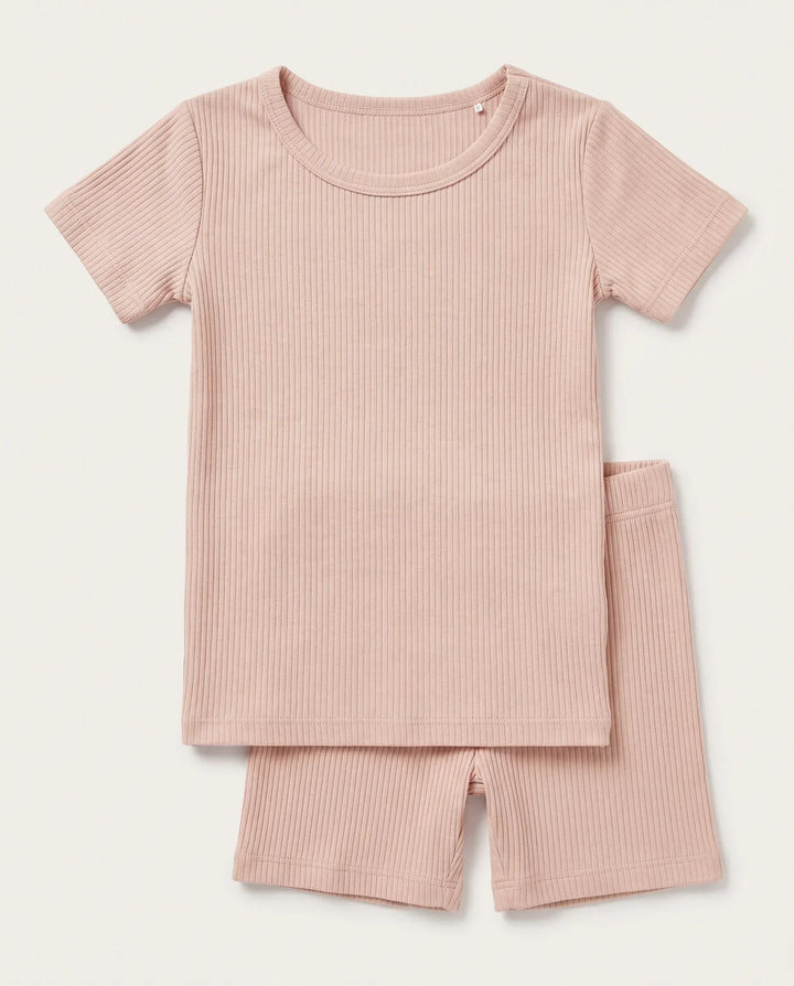 Ribbed Bamboo Two Piece Short Sleeve Short Pajama Set