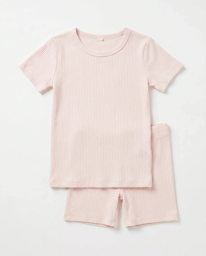 Ribbed Bamboo Two Piece Short Sleeve Short Pajama Set