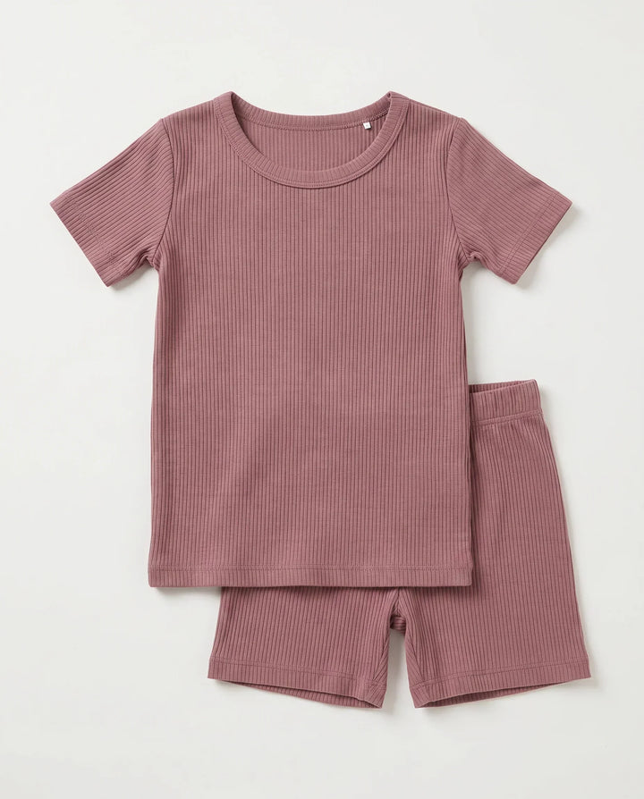 Ribbed Bamboo Two Piece Short Sleeve Short Pajama Set