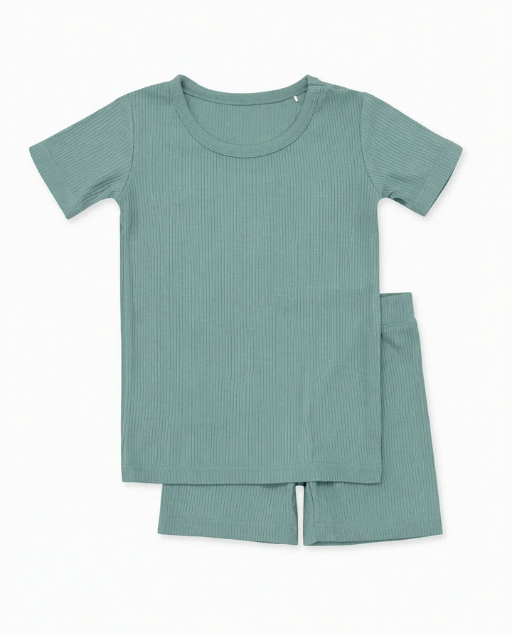 Ribbed Bamboo Two Piece Short Sleeve Short Pajama Set
