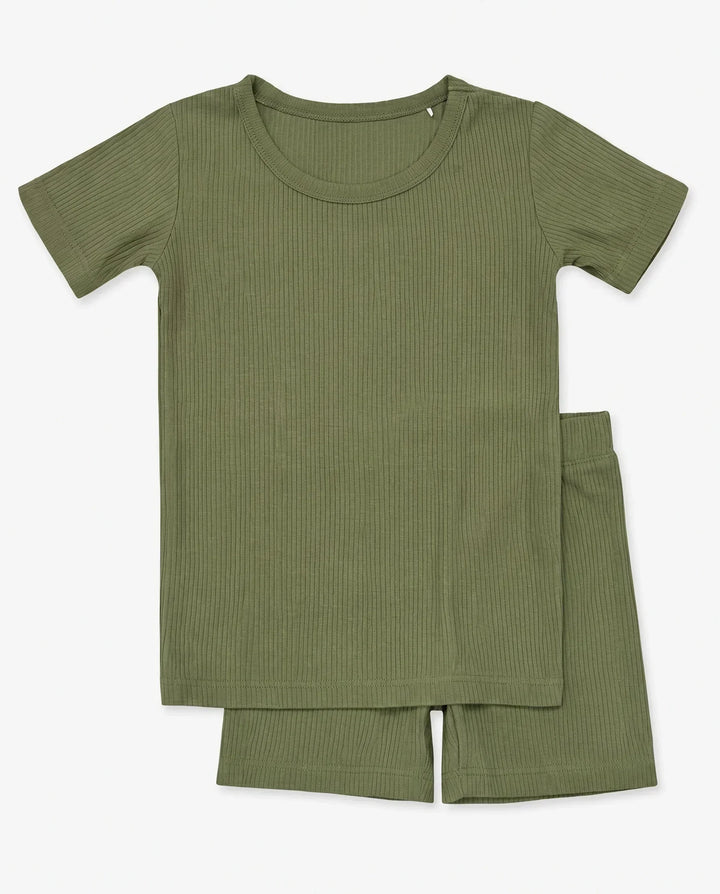Ribbed Bamboo Two Piece Short Sleeve Short Pajama Set