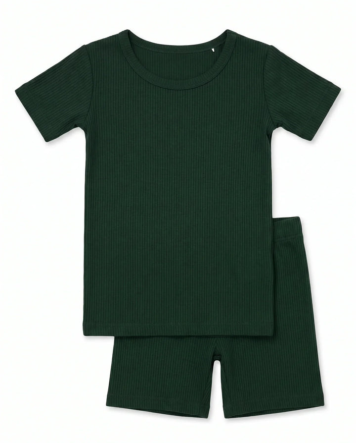Ribbed Bamboo Two Piece Short Sleeve Short Pajama Set
