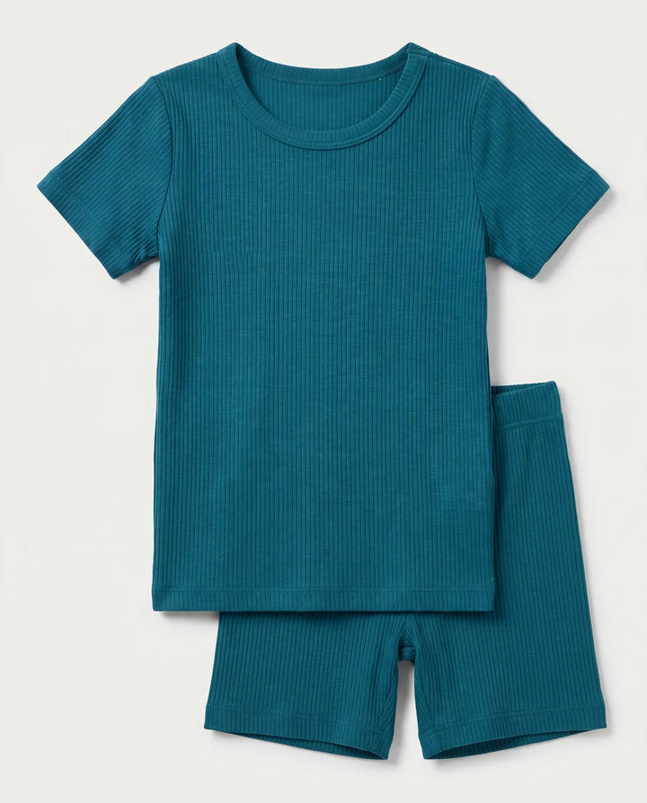 Ribbed Bamboo Two Piece Short Sleeve Short Pajama Set