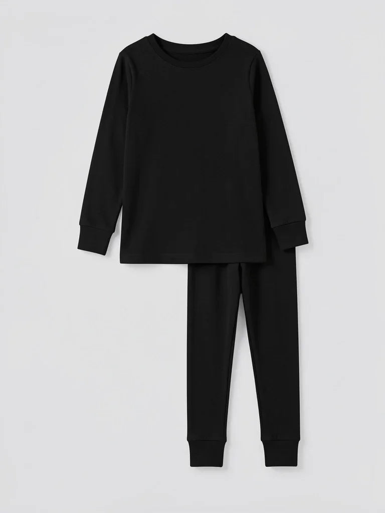 Solid Color Bamboo Two Piece Long Sleeve Pajama Set