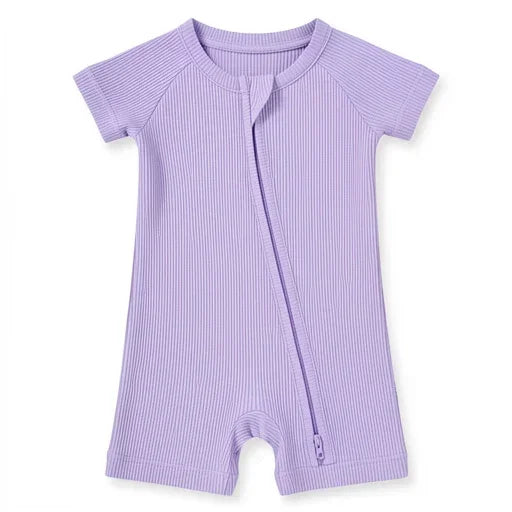 Lavender Ribbed Bamboo Shorty Zippy