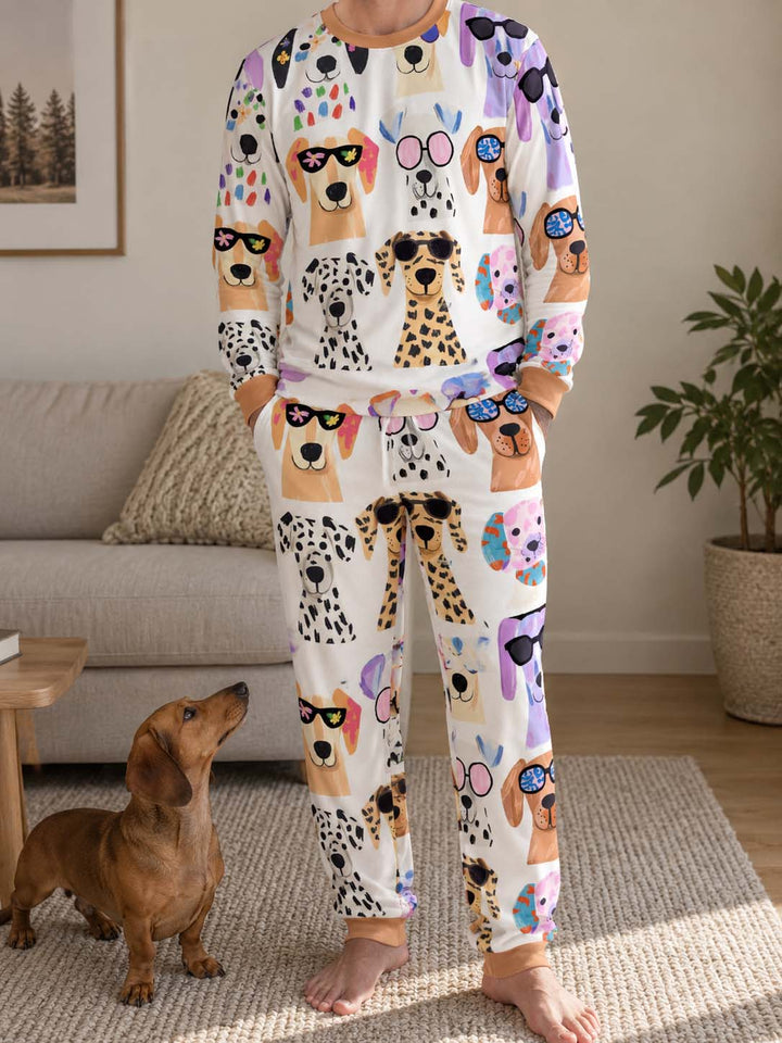 Cool Sunglasses Dogs Bamboo Men's Pajama Set