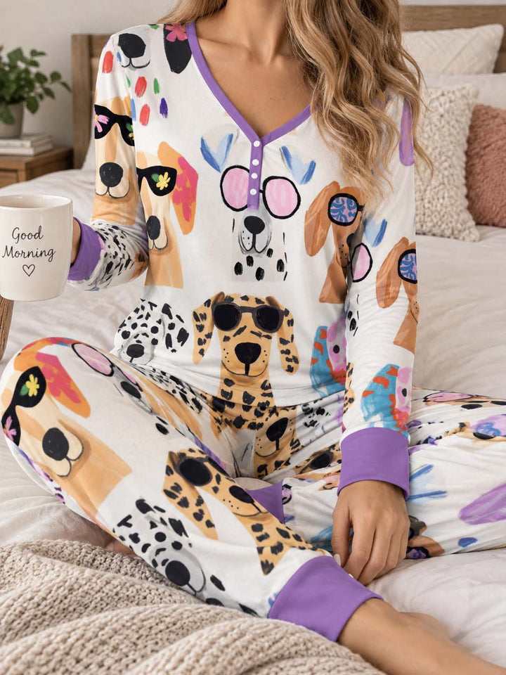 Cool Sunglasses Dogs Bamboo Women Pajama Set