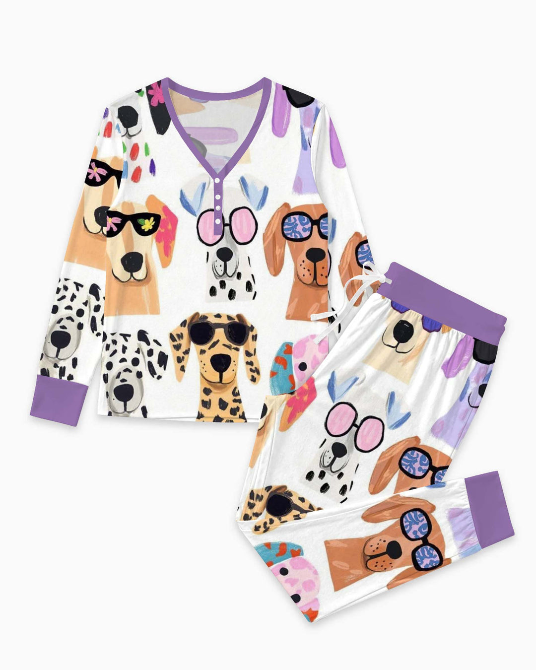 Cool Sunglasses Dogs Bamboo Women Pajama Set