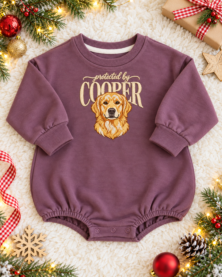 Custom Pet Face My Hero Embroidered Bamboo Sweatshirt Bubble Romper