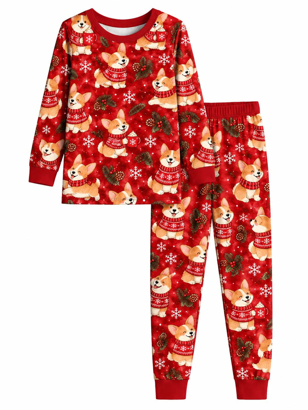 Corgi Christmas Sweater Bamboo Two Piece Long Sleeve Pajama Set