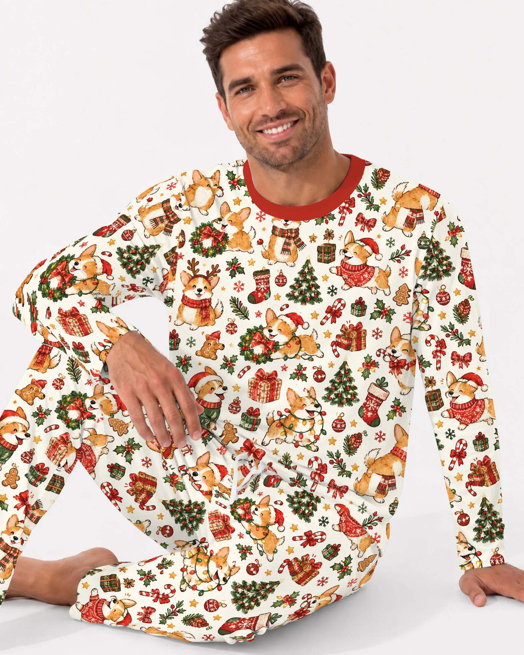 Corgi Christmas Wonderland Bamboo Men's Pajama Set