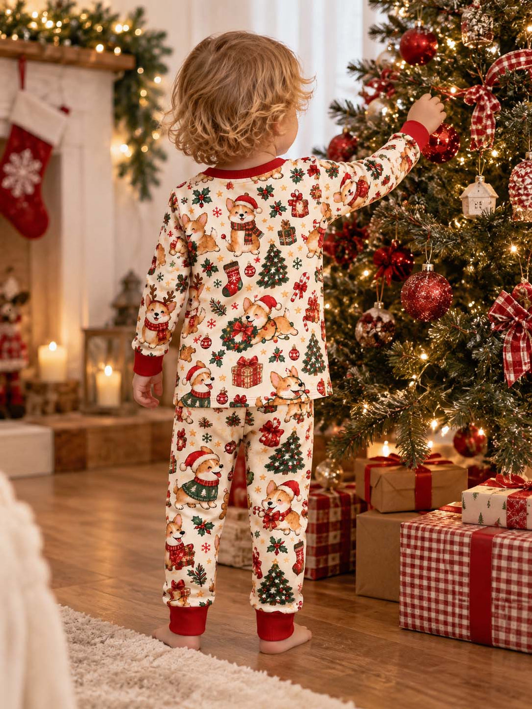 Corgi Christmas Wonderland Bamboo Two Piece Long Sleeve Pajama Set