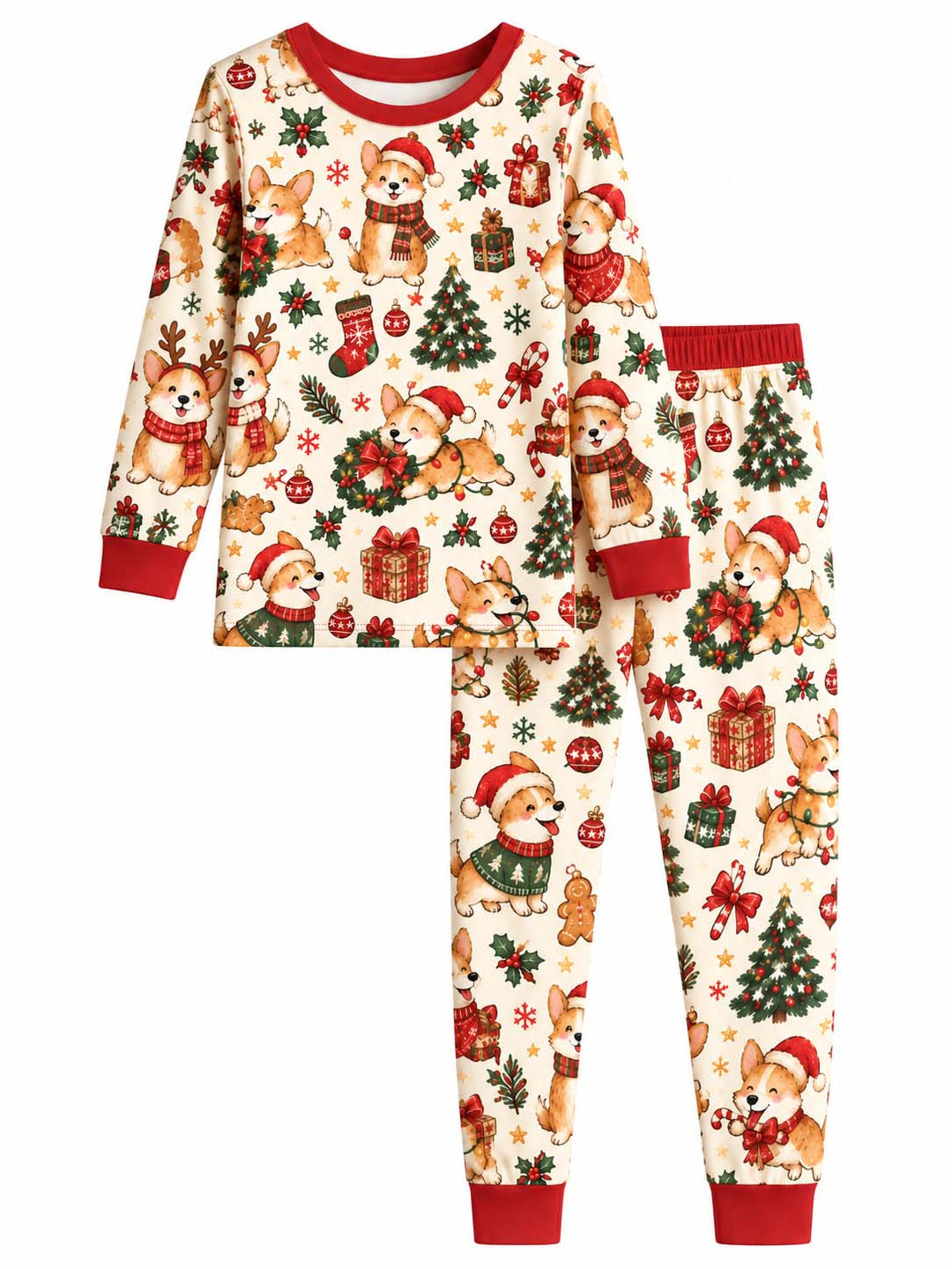 Corgi Christmas Wonderland Bamboo Two Piece Long Sleeve Pajama Set