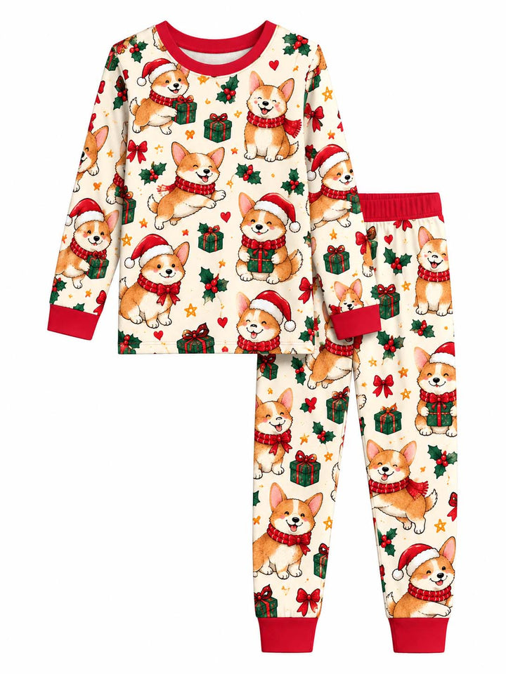 Corgi Holiday Gifts Bamboo Two Piece Long Sleeve Pajama Set
