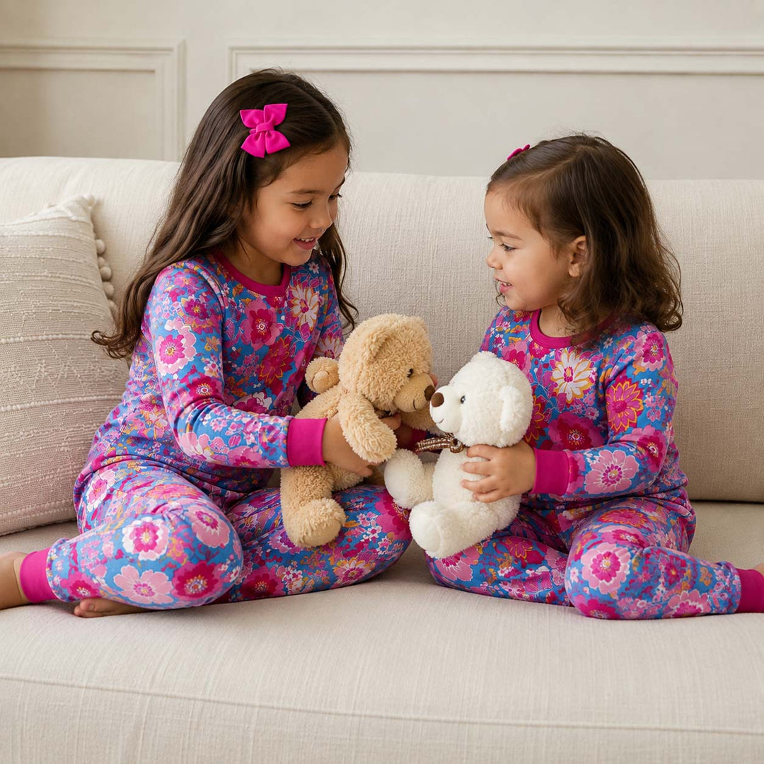 Cottage Floral Garden Bamboo Two Piece Long Sleeve Pajama Set