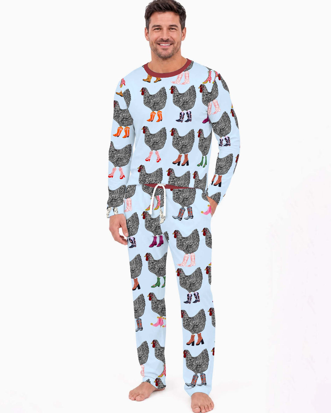Country Boot Chickens Bamboo Men's Pajama Set