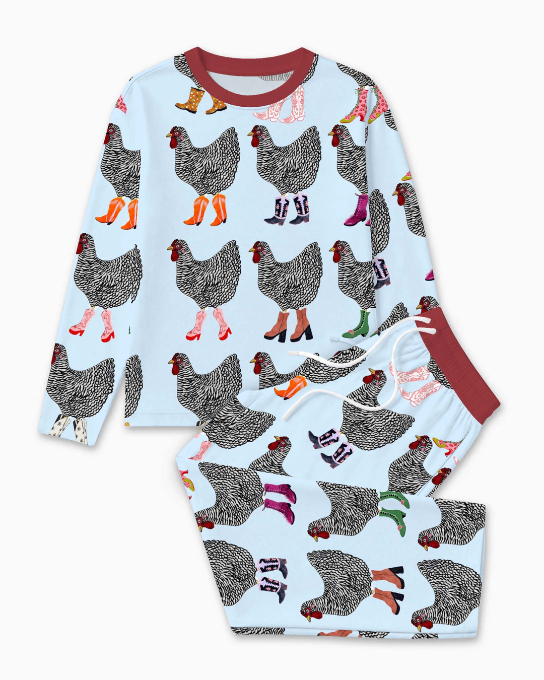 Country Boot Chickens Bamboo Men's Pajama Set