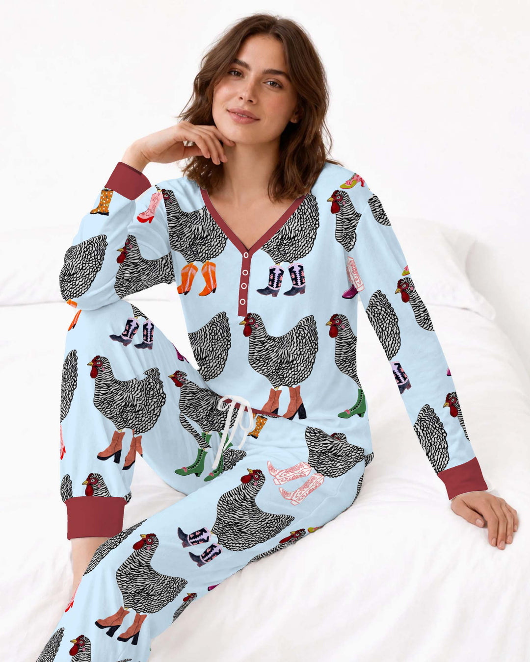 Country Boot Chickens Bamboo Women Pajama Set