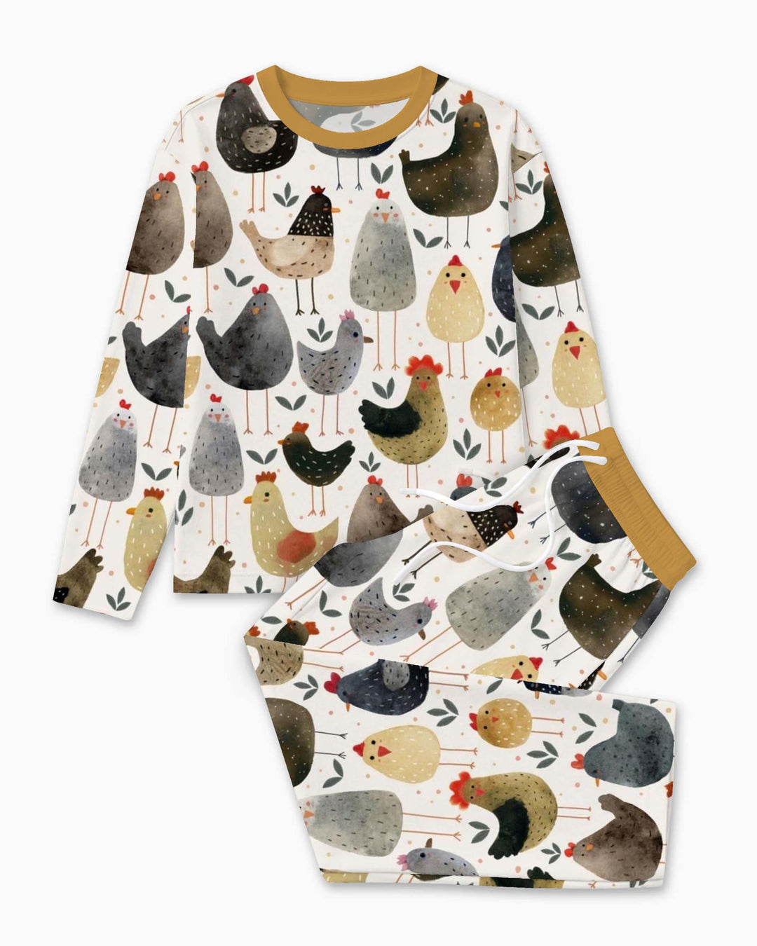 Country Chicken Pattern Bamboo Men's Pajama Set