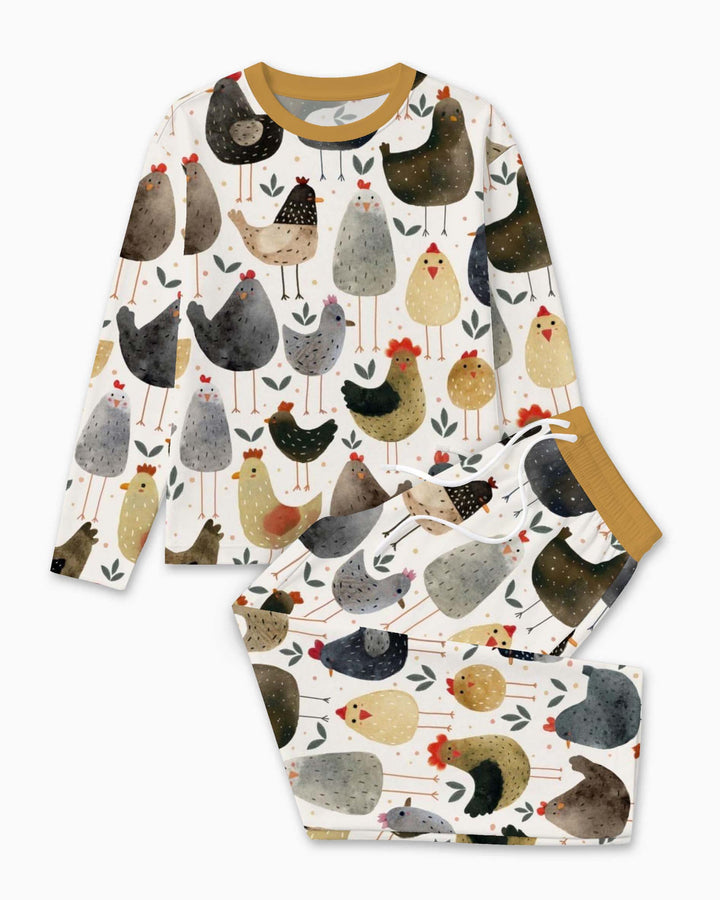Country Chicken Pattern Bamboo Men's Pajama Set