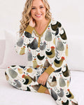 Country Chicken Pattern Bamboo Women Pajama Set