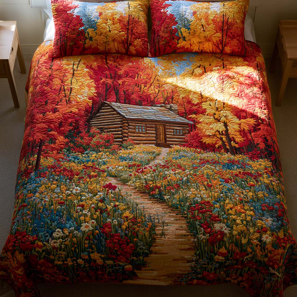Country Log Cabin Bamboo Quilt Bedding Set