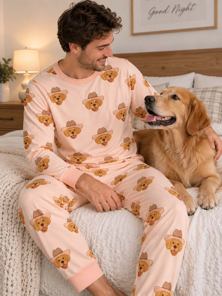 Cowboy Golden Retriever Bamboo Men's Pajama Set