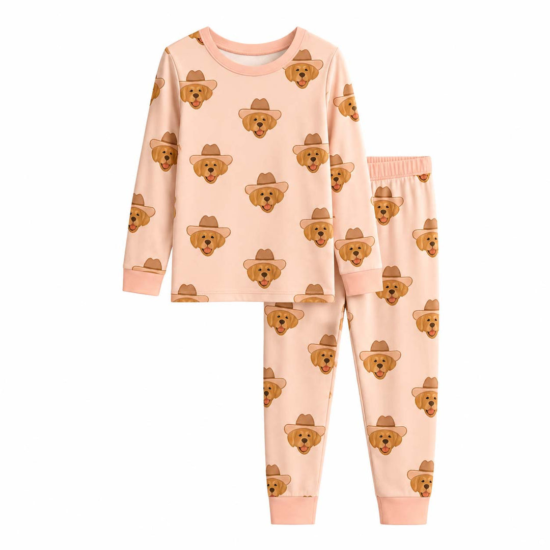 Cowboy Golden Retriever Bamboo Two Piece Long Sleeve Pajama Set