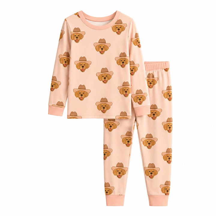 Cowboy Golden Retriever Bamboo Two Piece Long Sleeve Pajama Set