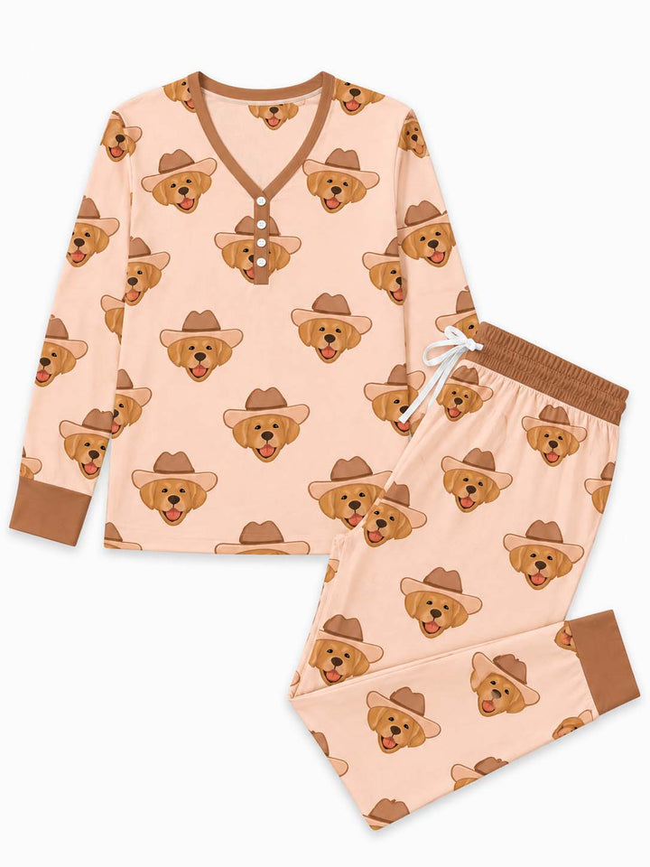 Cowboy Golden Retriever Bamboo Women Pajama Set