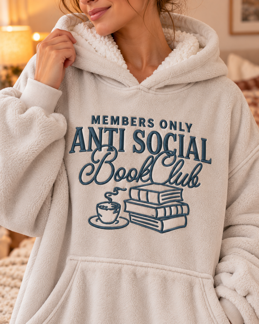 Anti-Social Book Club Embroidered Blanket Hoodie
