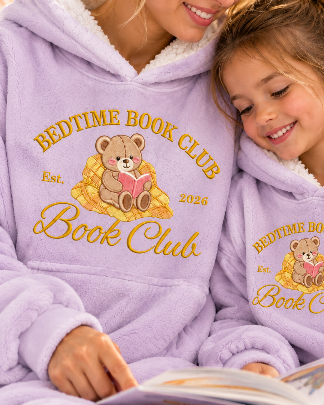 Sweet Bedtime Book Club Embroidered Blanket Hoodie