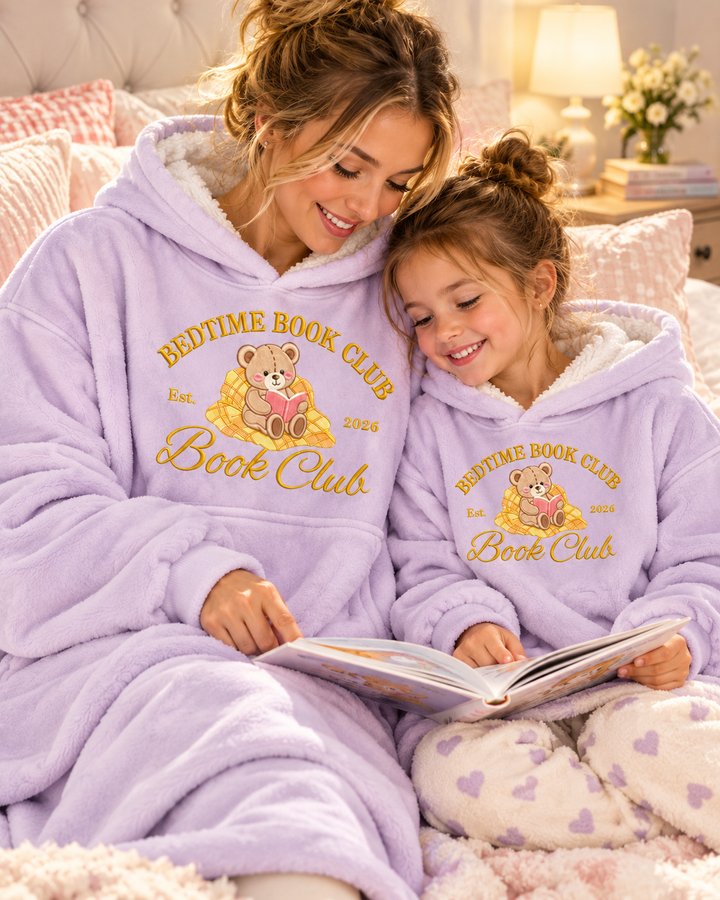 Sweet Bedtime Book Club Embroidered Blanket Hoodie