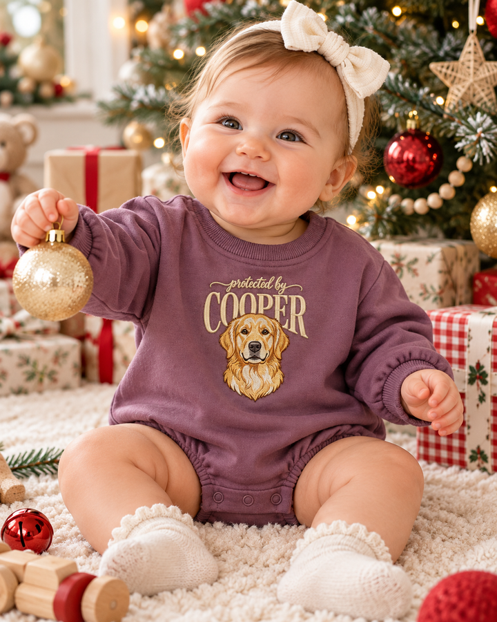 Custom Pet Face My Hero Embroidered Bamboo Sweatshirt Bubble Romper