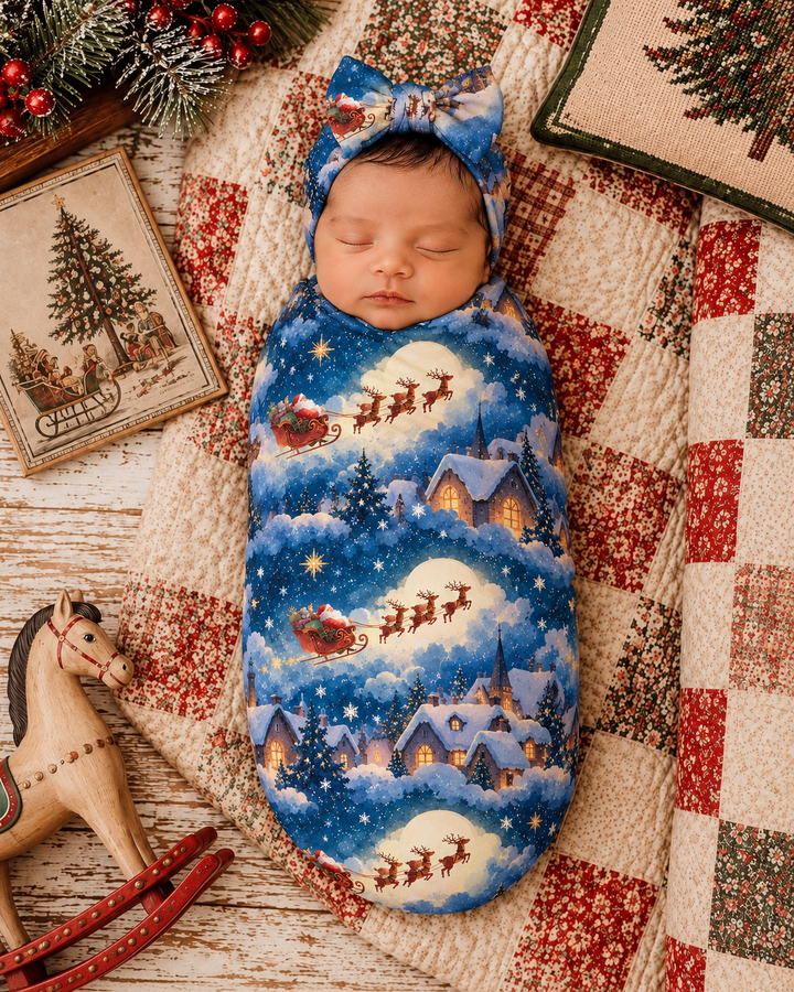 Cozy Christmas Night Bamboo Swaddle Blanket