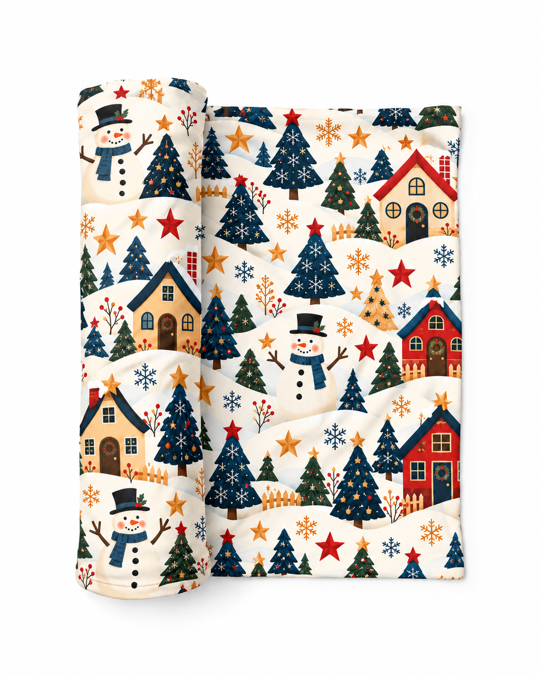 Whimsical Christmas Village Bamboo Swaddle Blanket