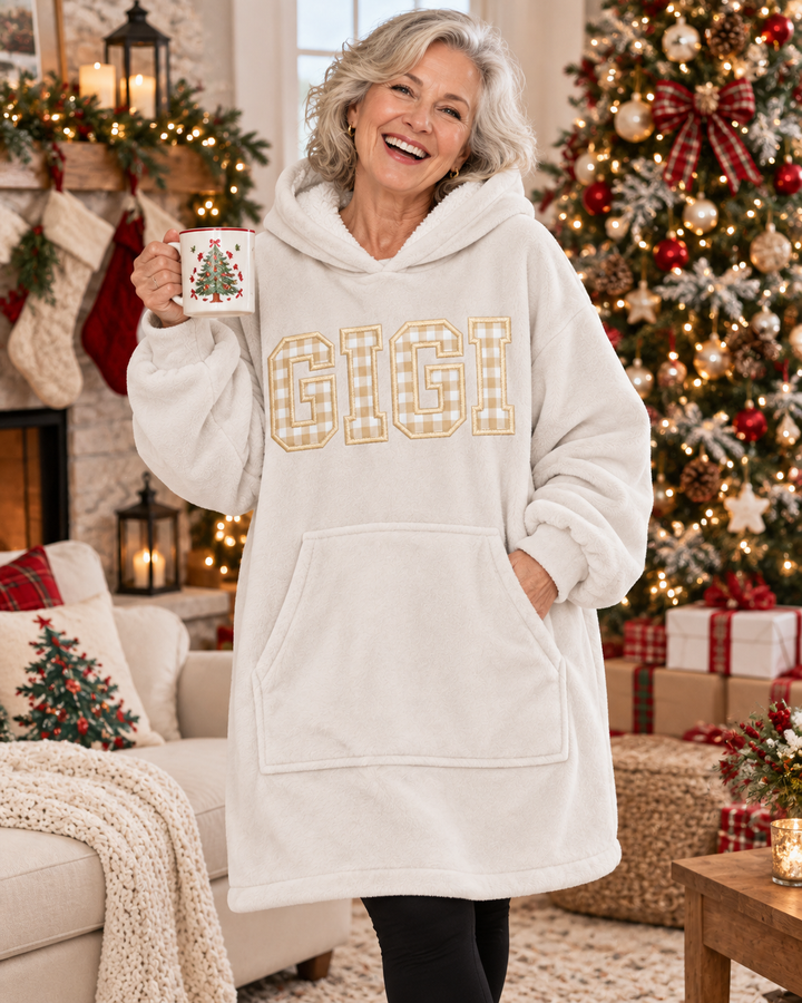 Custom Sweet Family Matching Embroidered Bamboo Blanket Hoodie