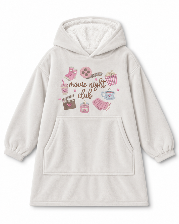 Movie Night Club Embroidered Blanket Hoodie