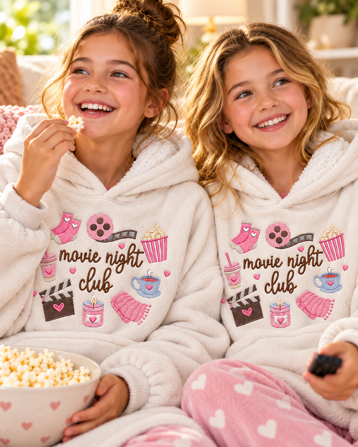 Movie Night Club Embroidered Blanket Hoodie