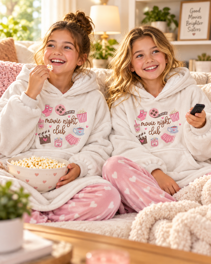 Movie Night Club Embroidered Blanket Hoodie