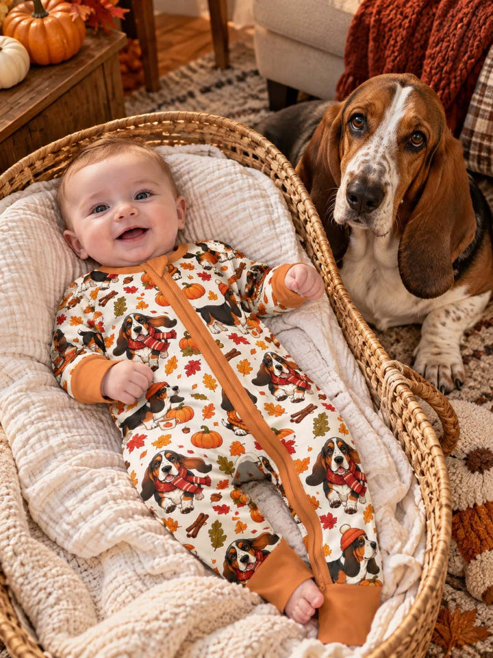 Cozy Autumn Basset Hounds Bamboo Convertible Zippy