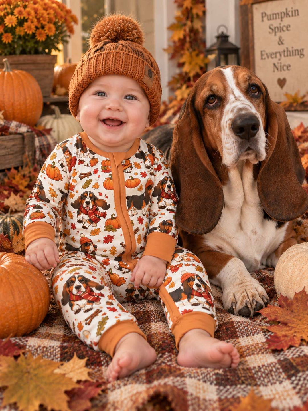 Cozy Autumn Basset Hounds Bamboo Convertible Zippy